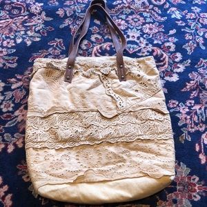 Free People tan cotton day bag purse